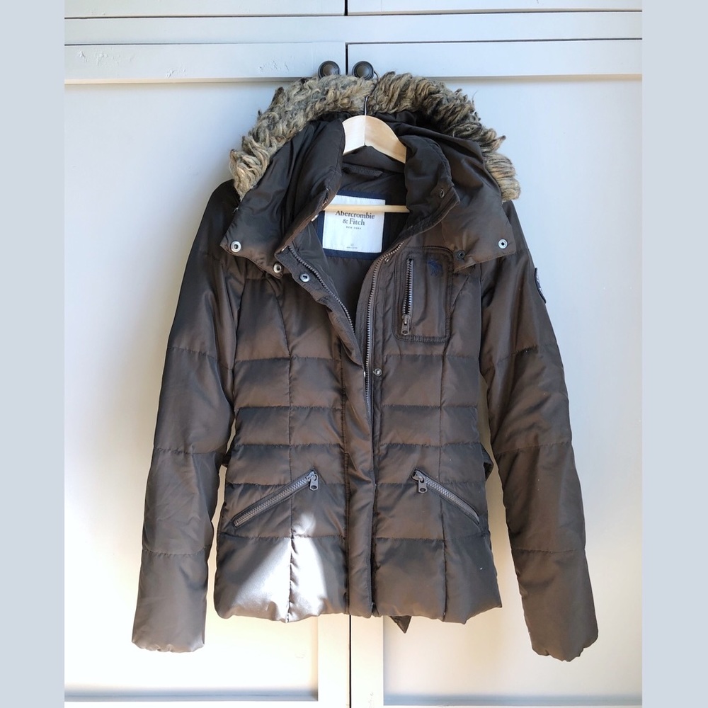 Abercrombie down and feather puffer jacket with detachable hood